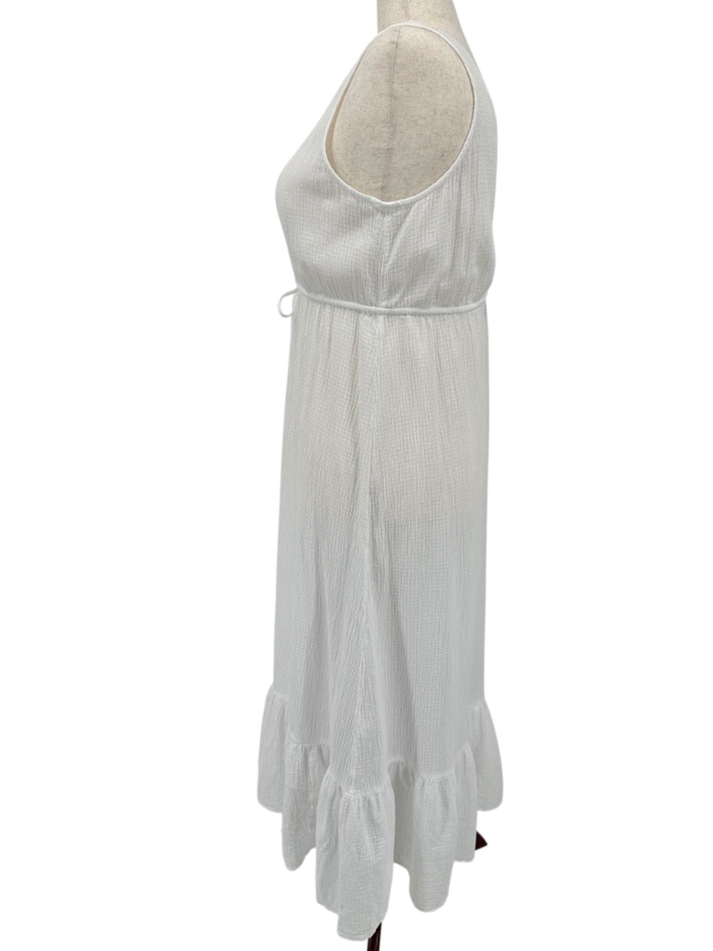 J. Crew Deep V-Neck Crinkle Cotton Soft Gauze Midi Dress Beach Cover-Up White XL - Picture 4 of 9